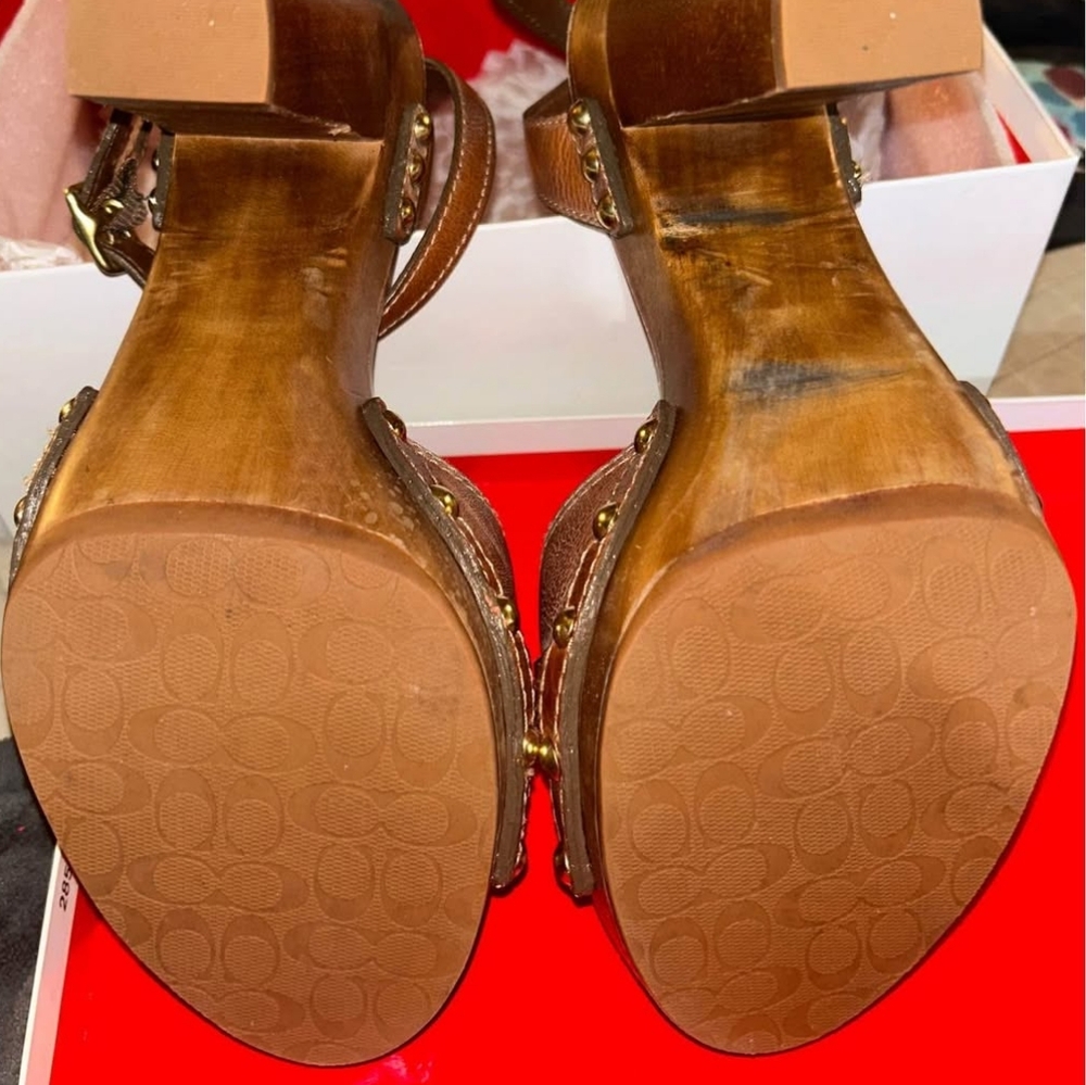 Coach Brown Sandals with Gold Accents - Picture 5 of 7